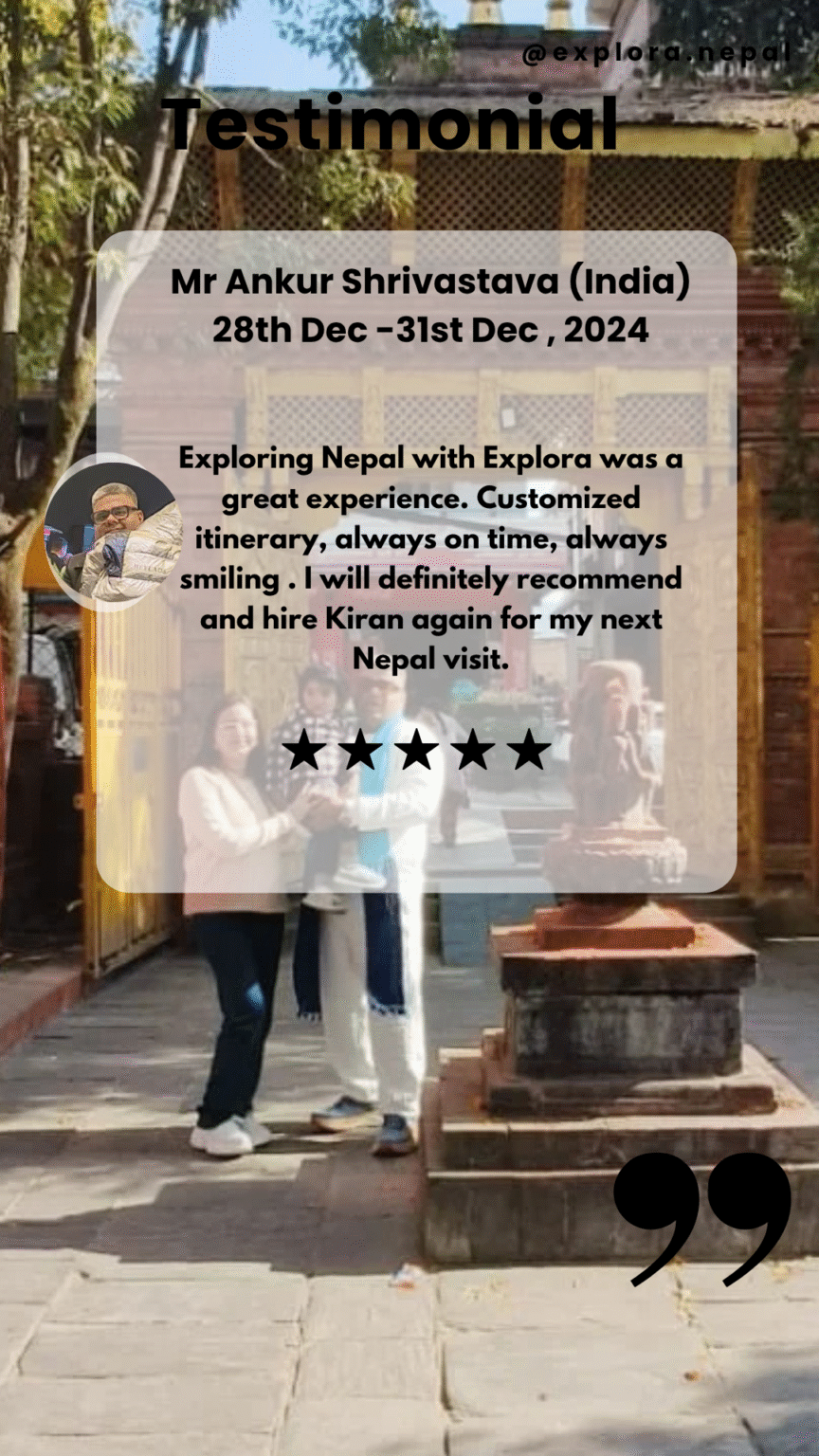 Luxury Nepal tour review from Indian clients – enjoyed their customized tour package.
