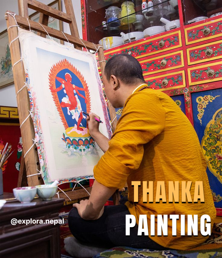 Thanka art available in Thamel is popular souvenir item.